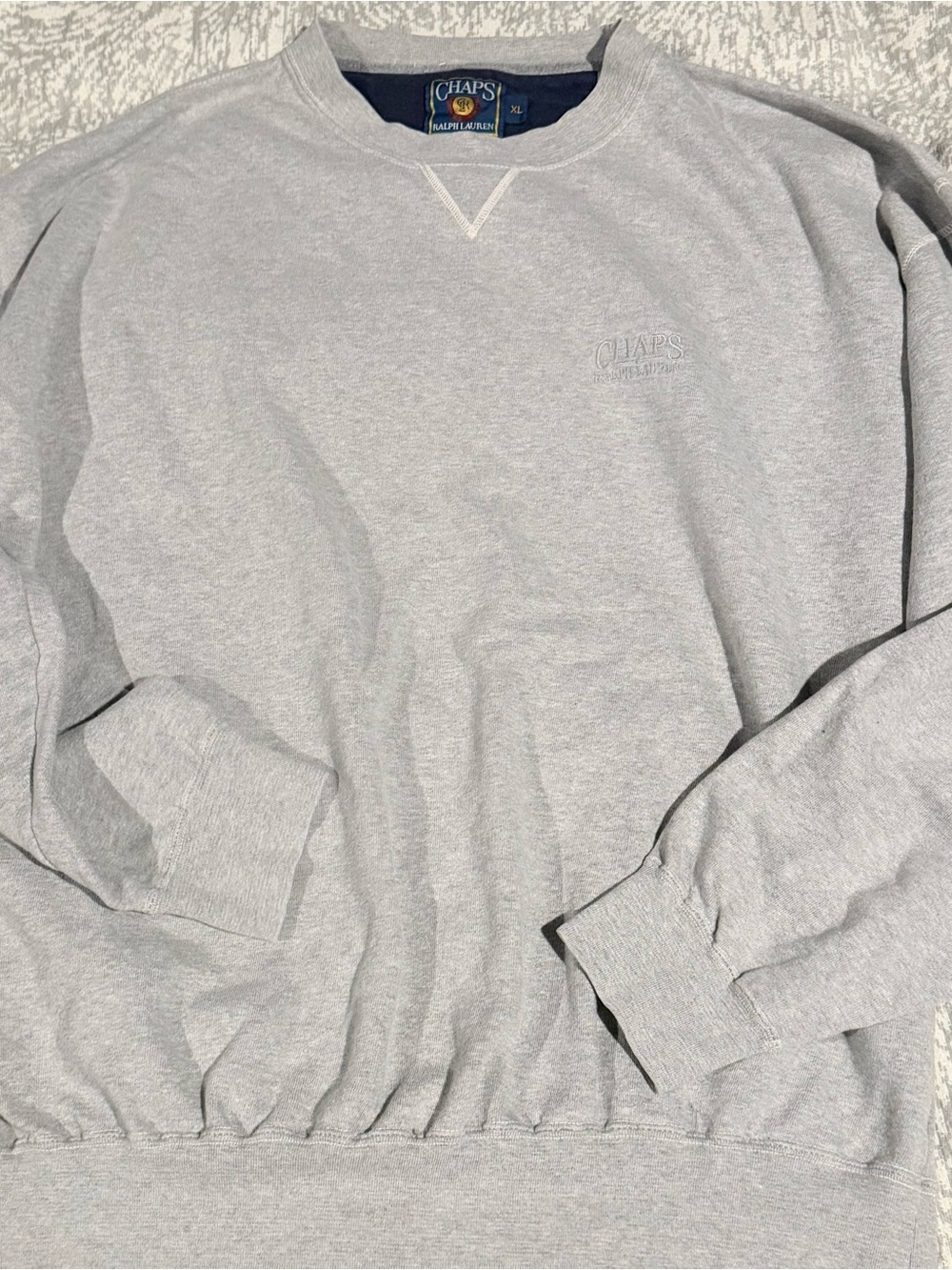 Vintage 90s Chaps Ralph Lauren Crewneck Sweatshirt Gray Embroidered XL Boxy